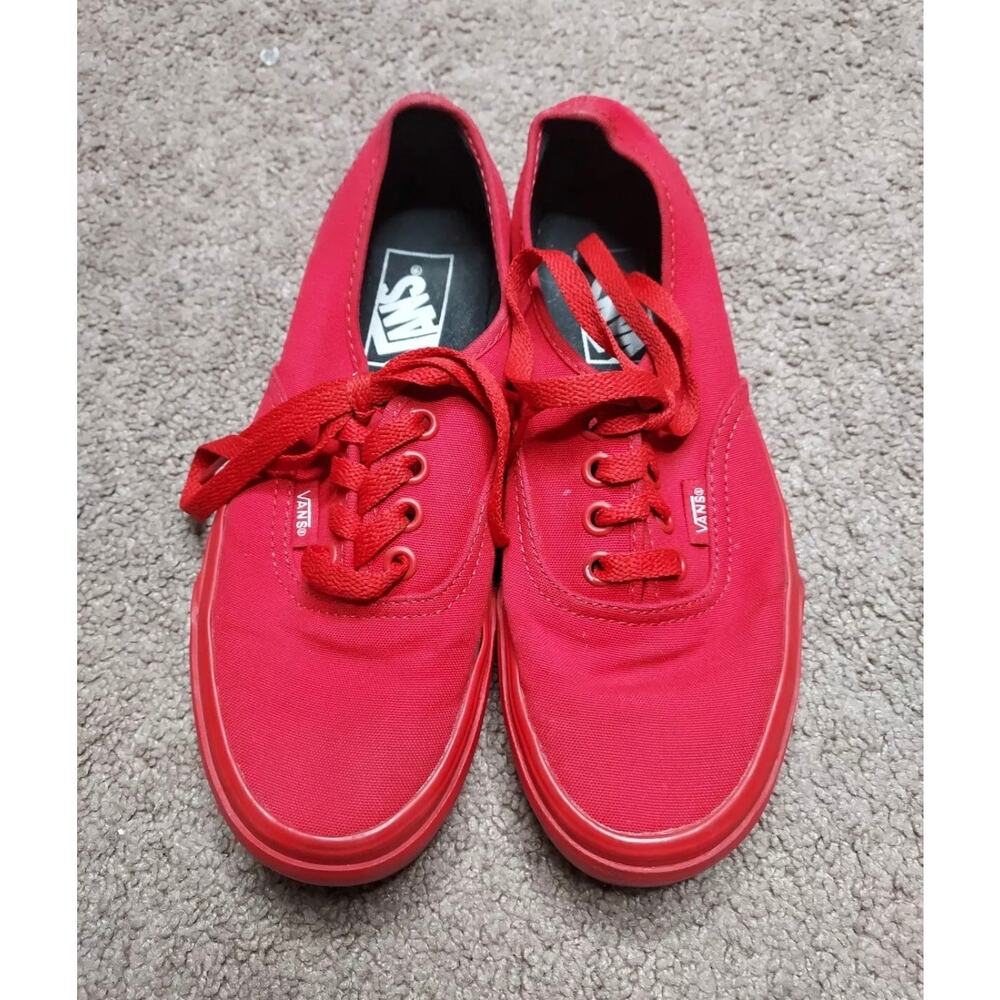 Men's Size 4 Women's Size 5.5 All Red Vans Low Top Sneakers
